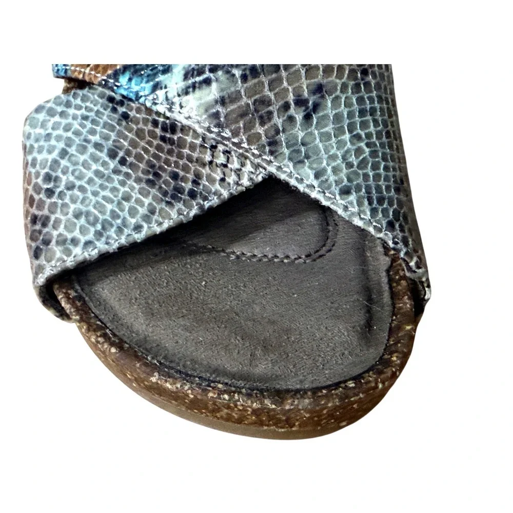 Natural Soul Snakeskin Print Cork Wedge Slide Sandals Blue Brown‎ Grey Womens